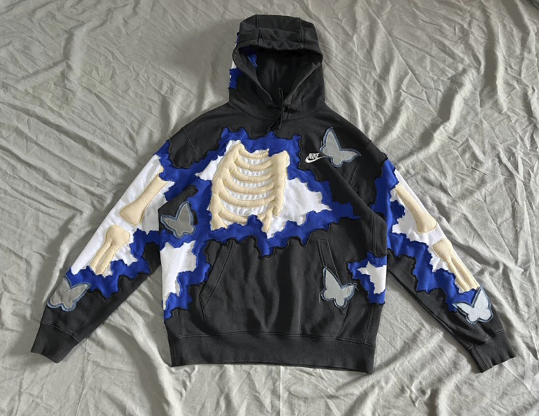 Butterfly Skeleton Contrast Patch Hoodie