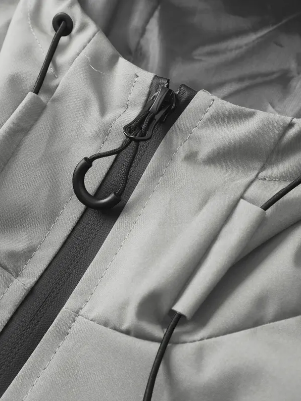 Men’s Waterproof & Windproof Hooded Jacket – Lightweight Outdoor Zip-Up with Secure Pockets