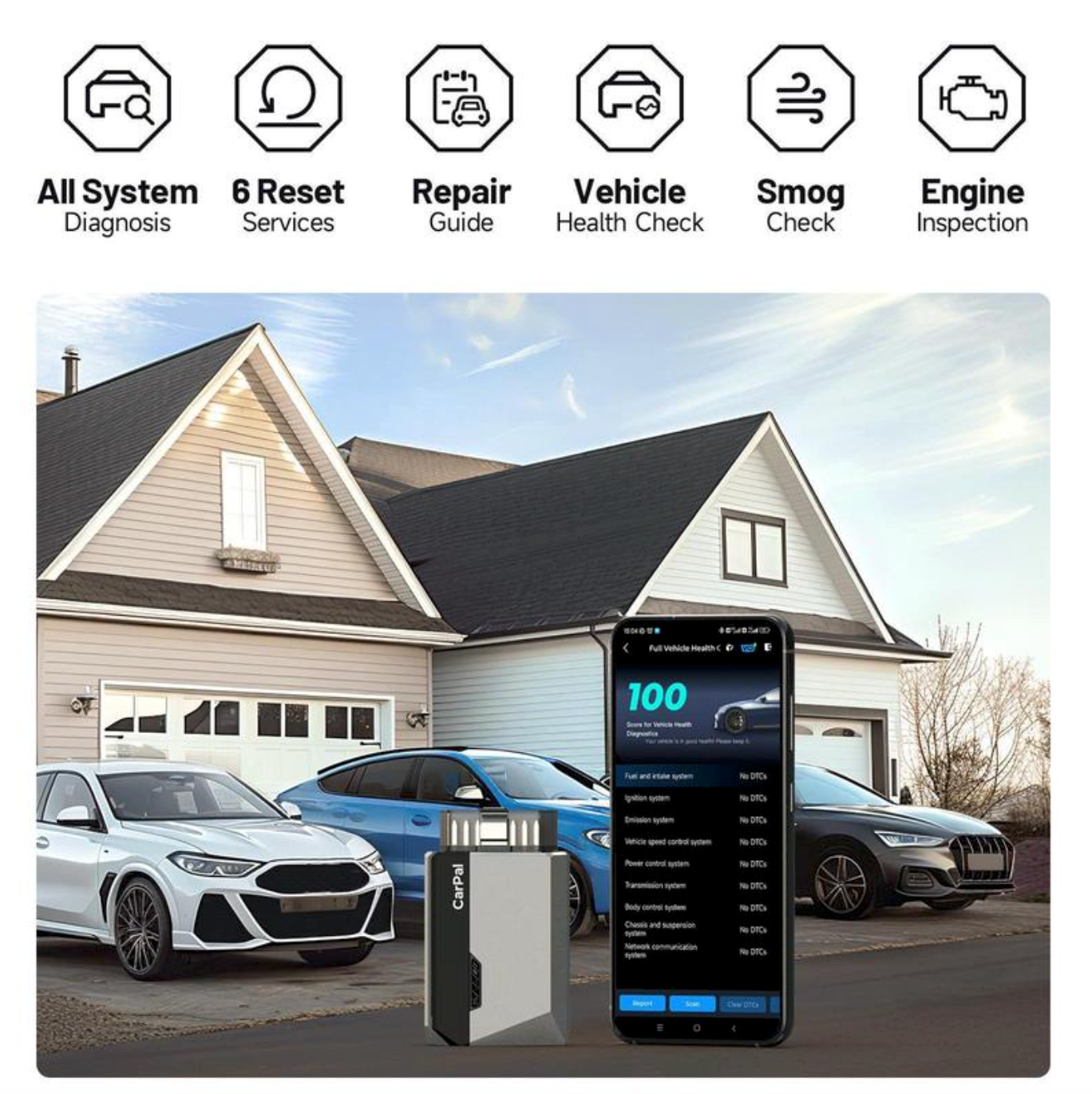 Bluetooth-Compatible OBD2 Car Diagnostic Scanner – All-System Vehicle Health & Reset Tool