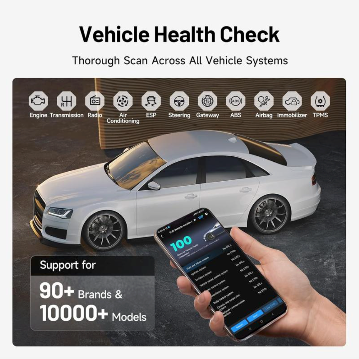 Bluetooth-Compatible OBD2 Car Diagnostic Scanner – All-System Vehicle Health & Reset Tool