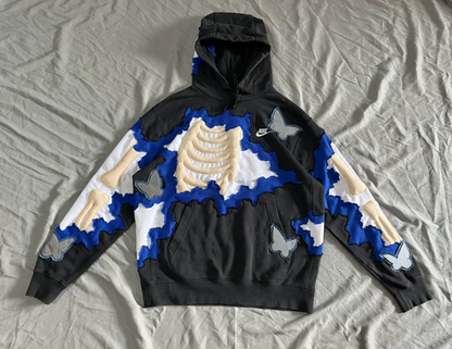 Butterfly Skeleton Contrast Patch Hoodie