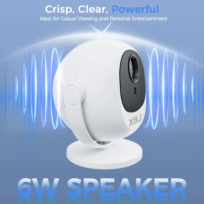 Mini 4K Smart Portable Projector – 360° Rotatable with Wi-Fi 6, Bluetooth 5.2 & Built-In Apps