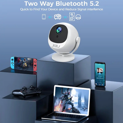 Mini 4K Smart Portable Projector – 360° Rotatable with Wi-Fi 6, Bluetooth 5.2 & Built-In Apps