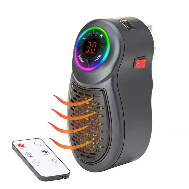 Plug-In Go Heater – Portable Ceramic Fan Heater with Adjustable Temperature & Remote Control
