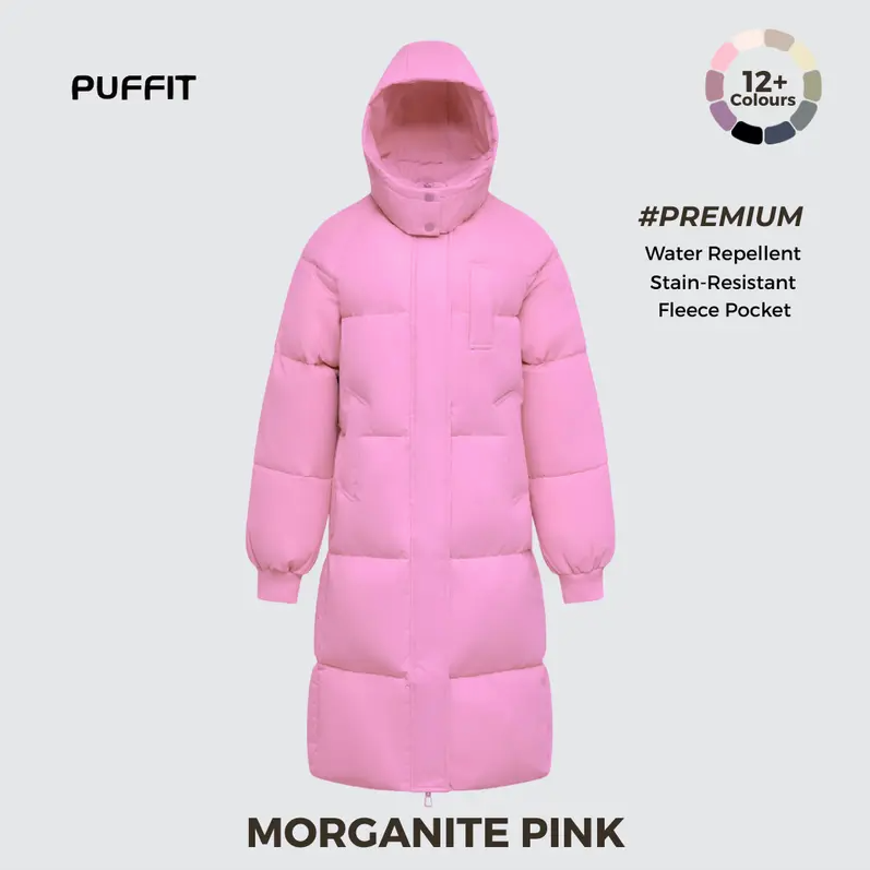 Women’s Classic Long Winter Puffer – Hooded Quilted Coat with Water & Stain Resistant Finish