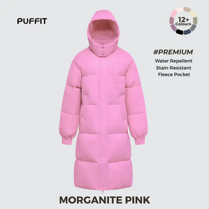 Women’s Classic Long Winter Puffer – Hooded Quilted Coat with Water & Stain Resistant Finish