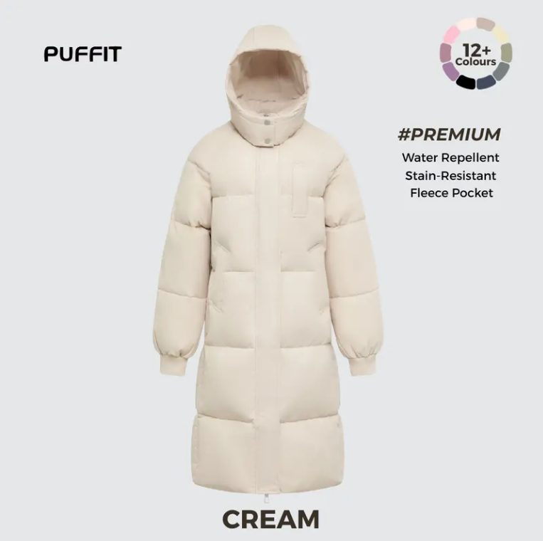 Women’s Classic Long Winter Puffer – Hooded Quilted Coat with Water & Stain Resistant Finish