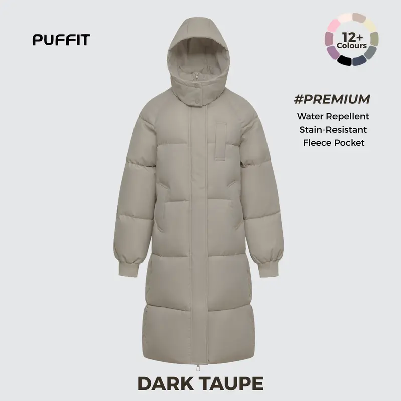 Women’s Classic Long Winter Puffer – Hooded Quilted Coat with Water & Stain Resistant Finish