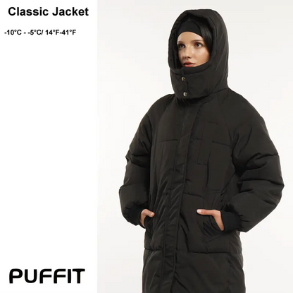 Women’s Classic Long Winter Puffer – Hooded Quilted Coat with Water & Stain Resistant Finish