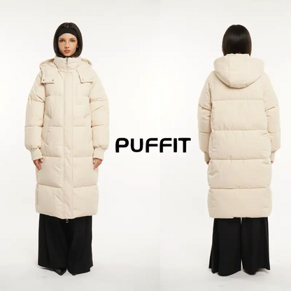 Women’s Classic Long Winter Puffer – Hooded Quilted Coat with Water & Stain Resistant Finish