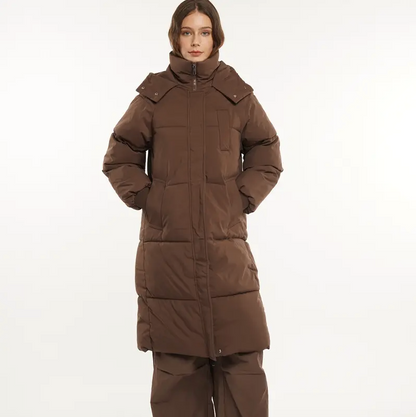 Women’s Classic Long Winter Puffer – Hooded Quilted Coat with Water & Stain Resistant Finish