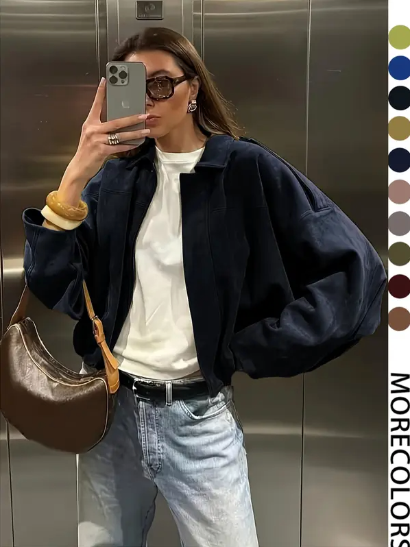 Short Jacket for Women – Lightweight Spring & Autumn Cropped Coat with Woven Fabric