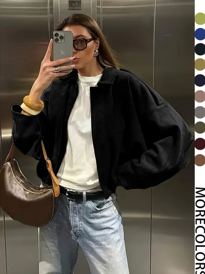 Short Jacket for Women – Lightweight Spring & Autumn Cropped Coat with Woven Fabric