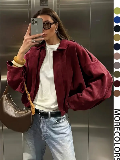 Short Jacket for Women – Lightweight Spring & Autumn Cropped Coat with Woven Fabric