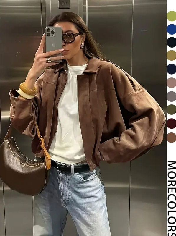 Short Jacket for Women – Lightweight Spring & Autumn Cropped Coat with Woven Fabric