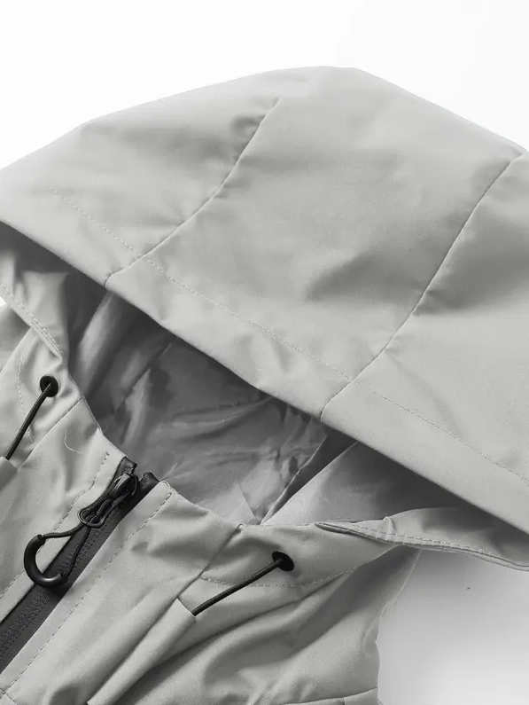 Men’s Waterproof & Windproof Hooded Jacket – Lightweight Outdoor Zip-Up with Secure Pockets