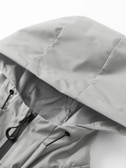 Men’s Waterproof & Windproof Hooded Jacket – Lightweight Outdoor Zip-Up with Secure Pockets