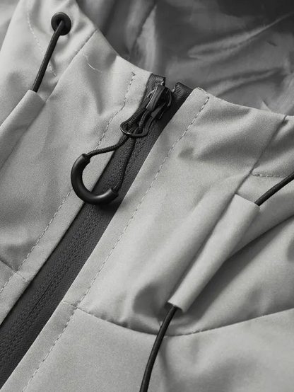 Men’s Waterproof & Windproof Hooded Jacket – Lightweight Outdoor Zip-Up with Secure Pockets