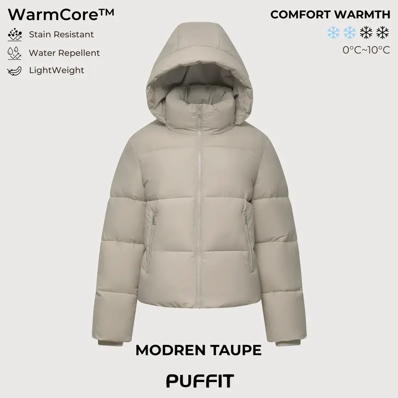 Women’s Winter Quilted Jacket with Removable Hood – Water-Repellent, Stain-Resistant, Lightweight Warm Coat