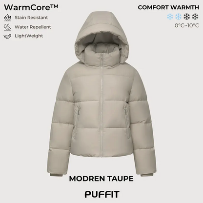 Women’s Winter Quilted Jacket with Removable Hood – Water-Repellent, Stain-Resistant, Lightweight Warm Coat