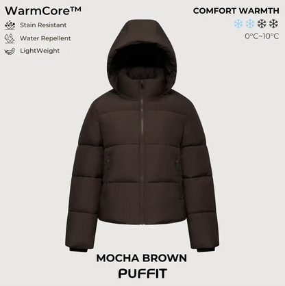 Women’s Winter Quilted Jacket with Removable Hood – Water-Repellent, Stain-Resistant, Lightweight Warm Coat