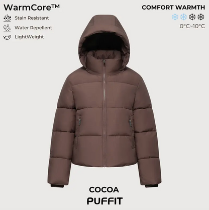 Women’s Winter Quilted Jacket with Removable Hood – Water-Repellent, Stain-Resistant, Lightweight Warm Coat
