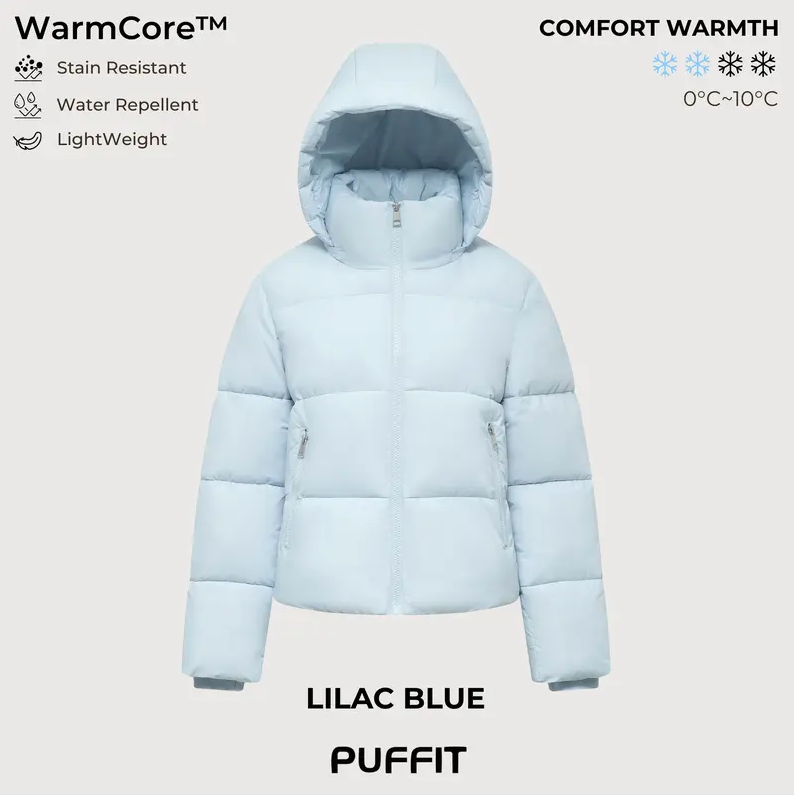 Women’s Winter Quilted Jacket with Removable Hood – Water-Repellent, Stain-Resistant, Lightweight Warm Coat