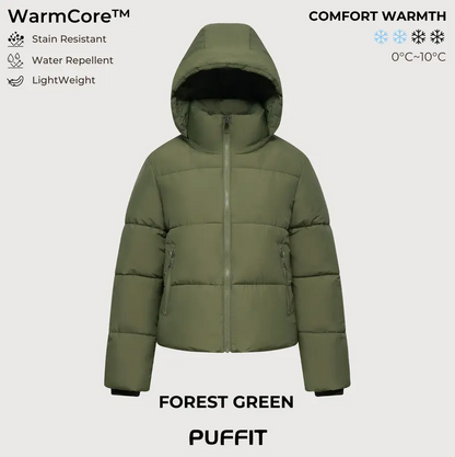 Women’s Winter Quilted Jacket with Removable Hood – Water-Repellent, Stain-Resistant, Lightweight Warm Coat