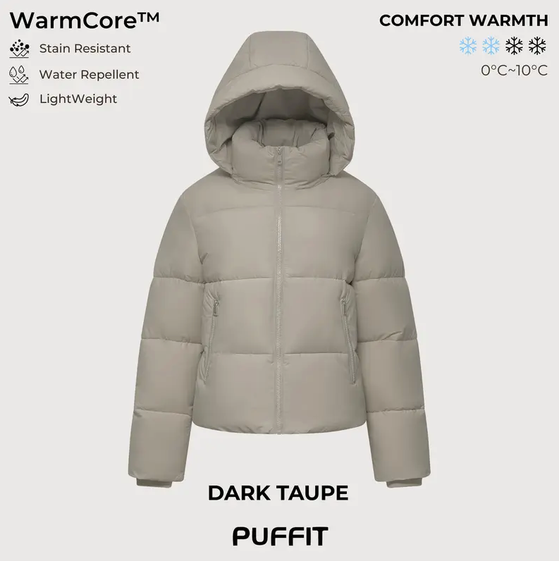 Women’s Winter Quilted Jacket with Removable Hood – Water-Repellent, Stain-Resistant, Lightweight Warm Coat