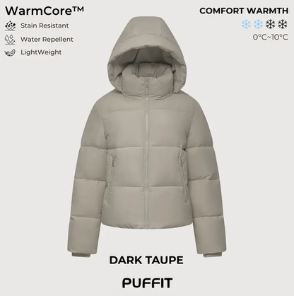 Women’s Winter Quilted Jacket with Removable Hood – Water-Repellent, Stain-Resistant, Lightweight Warm Coat
