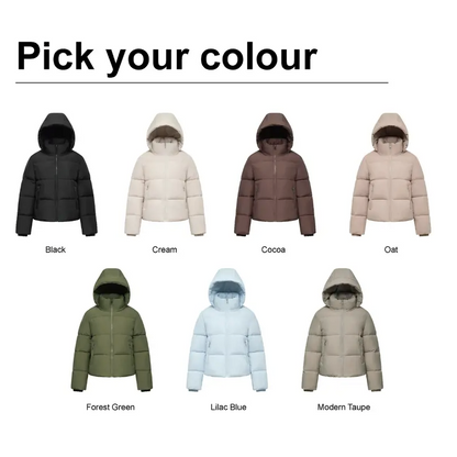 Women’s Winter Quilted Jacket with Removable Hood – Water-Repellent, Stain-Resistant, Lightweight Warm Coat