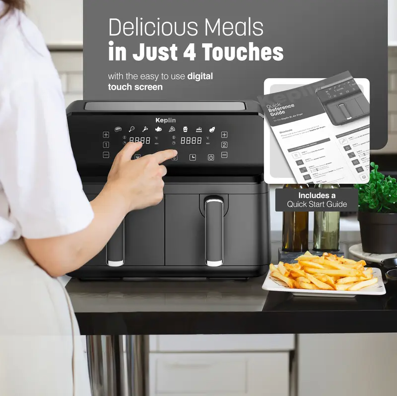 Dual Zone Digital Air Fryer – Extra-Large 9L Family Size | Energy-Saving, Smart Cooking with 8 Presets