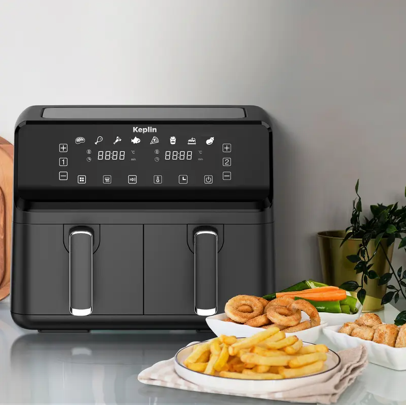 Dual Zone Digital Air Fryer – Extra-Large 9L Family Size | Energy-Saving, Smart Cooking with 8 Presets