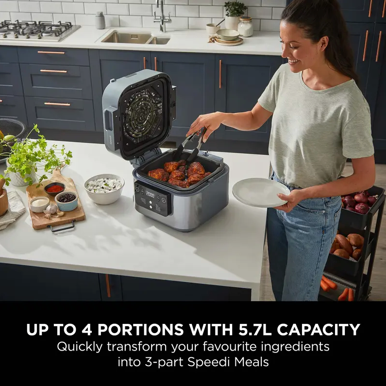 10-in-1 Rapid Multi-Cooker with Air Fryer & Steamer – 5.7 L Capacity, Complete Meals in 15 Minutes